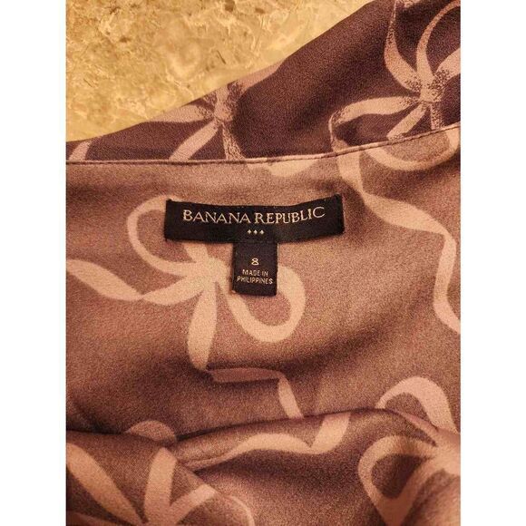 Banana Republic  ruffle one shoulder flare purple bow print dress size 8 - Picture 8 of 10